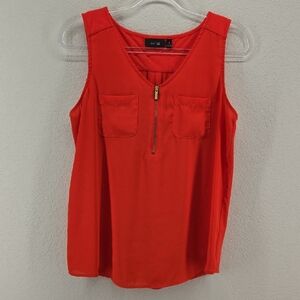 Apt. 9 Red Sleeveless V-Neck Zip Front Camisole Size Medium
